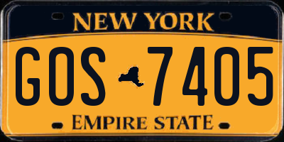 NY license plate GOS7405