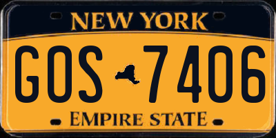 NY license plate GOS7406