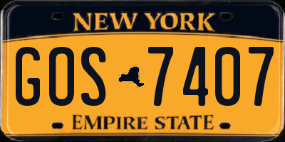 NY license plate GOS7407