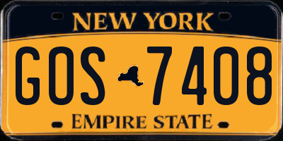 NY license plate GOS7408