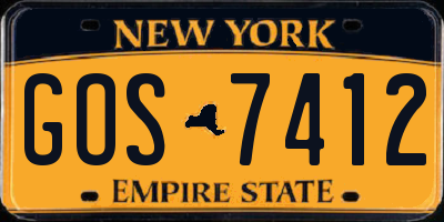 NY license plate GOS7412