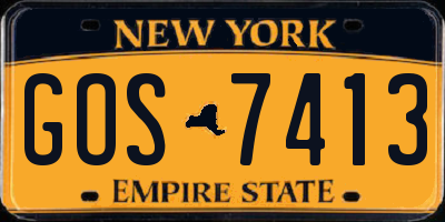 NY license plate GOS7413