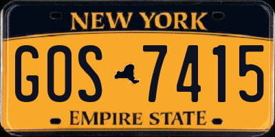 NY license plate GOS7415
