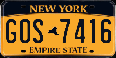 NY license plate GOS7416