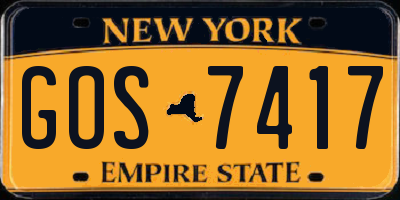 NY license plate GOS7417