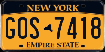 NY license plate GOS7418