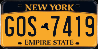 NY license plate GOS7419