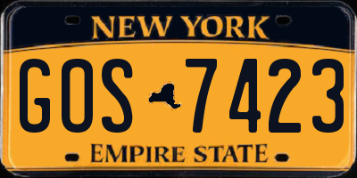 NY license plate GOS7423