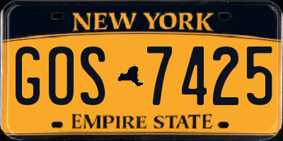 NY license plate GOS7425