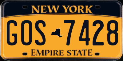 NY license plate GOS7428