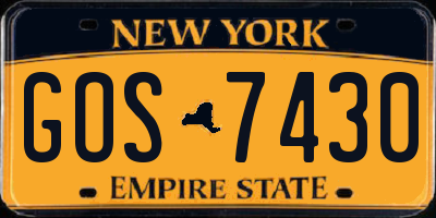 NY license plate GOS7430