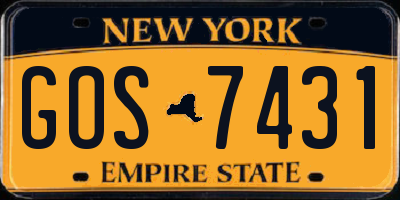 NY license plate GOS7431
