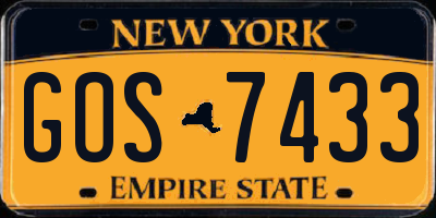 NY license plate GOS7433