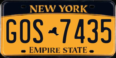 NY license plate GOS7435