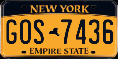 NY license plate GOS7436