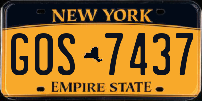 NY license plate GOS7437