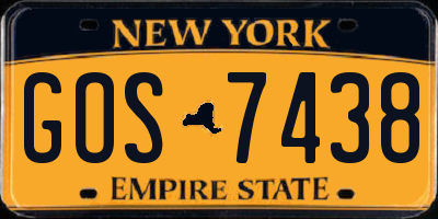 NY license plate GOS7438