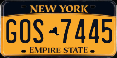 NY license plate GOS7445