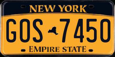 NY license plate GOS7450
