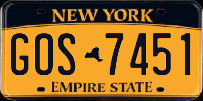 NY license plate GOS7451