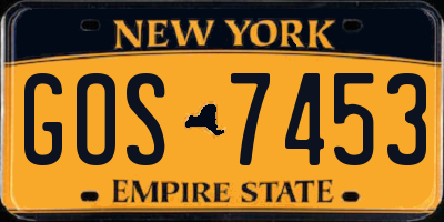 NY license plate GOS7453