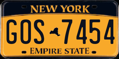 NY license plate GOS7454
