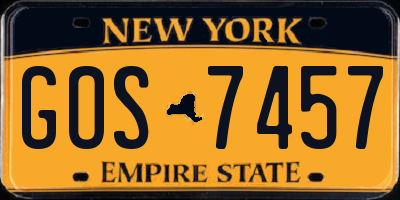 NY license plate GOS7457
