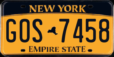NY license plate GOS7458