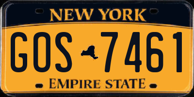 NY license plate GOS7461