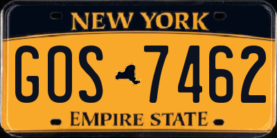 NY license plate GOS7462