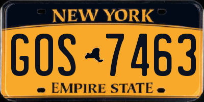 NY license plate GOS7463
