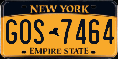 NY license plate GOS7464