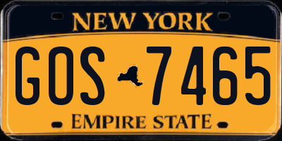 NY license plate GOS7465
