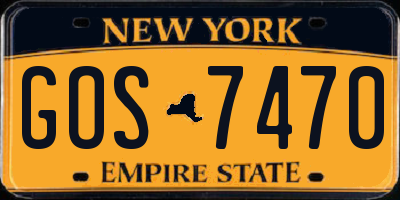NY license plate GOS7470