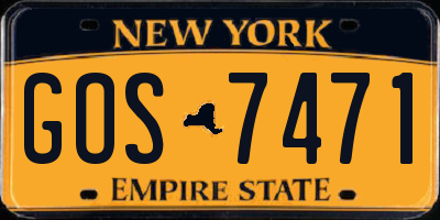NY license plate GOS7471