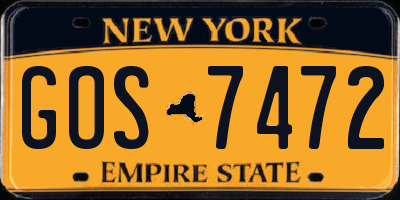 NY license plate GOS7472