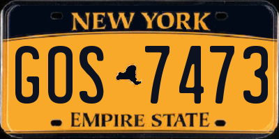 NY license plate GOS7473