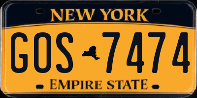 NY license plate GOS7474