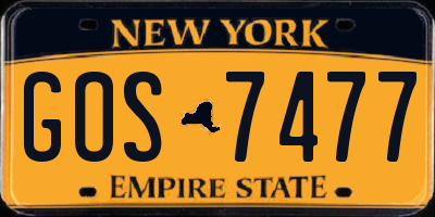 NY license plate GOS7477