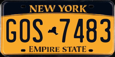 NY license plate GOS7483