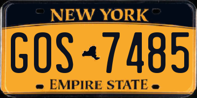 NY license plate GOS7485
