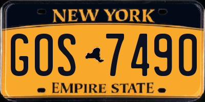 NY license plate GOS7490