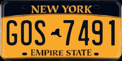 NY license plate GOS7491