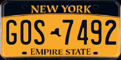 NY license plate GOS7492