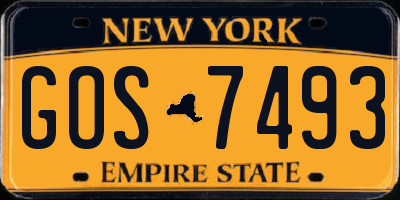 NY license plate GOS7493