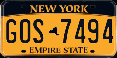 NY license plate GOS7494