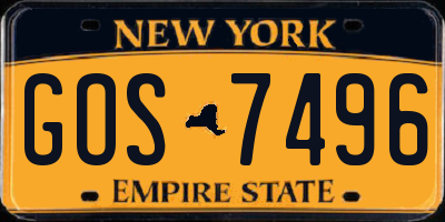 NY license plate GOS7496
