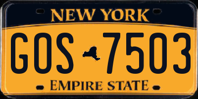 NY license plate GOS7503