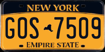 NY license plate GOS7509