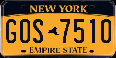 NY license plate GOS7510
